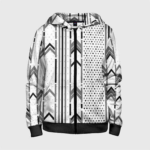 Детская толстовка на молнии Закулисье чёрно-белое / 3D-Черный – фото 1