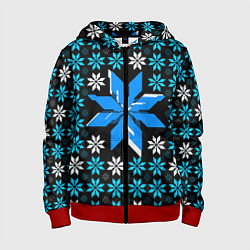 Детская толстовка на молнии Сине-белые звёзды на чёрном фоне