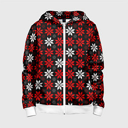 Детская толстовка на молнии Red and white stars on a black background