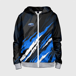 Толстовка на молнии детская Субару - черно-синий, цвет: 3D-меланж