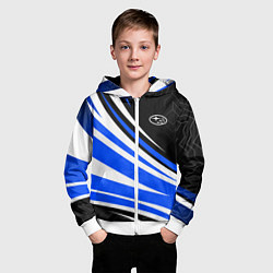 Толстовка на молнии детская Субару - бело-синий, цвет: 3D-белый — фото 2