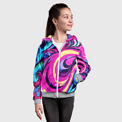 Толстовка на молнии детская Сине-розовый узор, цвет: 3D-меланж — фото 2