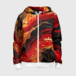Детская толстовка на молнии Красно-золотые брызги на чёрном фоне