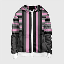 Детская толстовка на молнии Розово серый полосатый узор