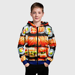 Толстовка на молнии детская Сет роллов, цвет: 3D-синий — фото 2