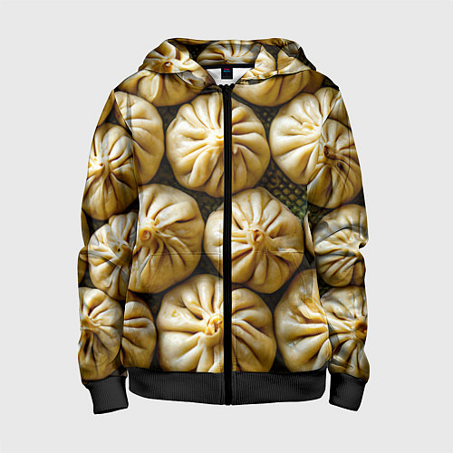 Детская толстовка на молнии Хинкали / 3D-Черный – фото 1