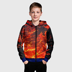 Толстовка на молнии детская Багровый огненный закат, цвет: 3D-синий — фото 2