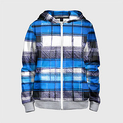 Детская толстовка на молнии Чёрные полосы на сине-белом фоне