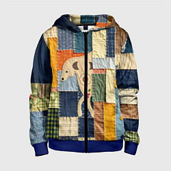 Детская толстовка на молнии Пэчворк с собакой
