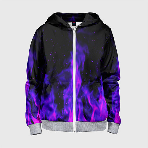 Детская толстовка на молнии Неоновый огонь на черном фоне / 3D-Меланж – фото 1