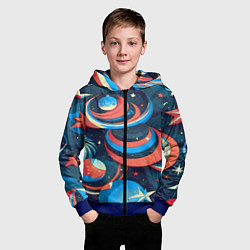 Толстовка на молнии детская Абстракция ёлочных игрушек, цвет: 3D-синий — фото 2