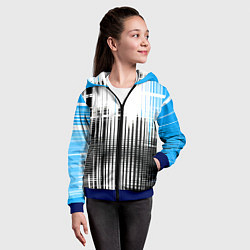 Толстовка на молнии детская Сине-чёрный гранж на белом фоне, цвет: 3D-синий — фото 2