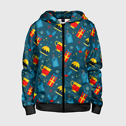 Детская толстовка на молнии Новогодний сладкий паттерн