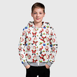 Толстовка на молнии детская Дед мороз веселится паттерн, цвет: 3D-меланж — фото 2