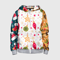 Детская толстовка на молнии Новогодние паттерны комбинация