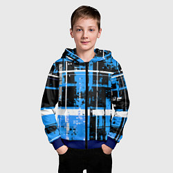 Толстовка на молнии детская Сине-белый гранж на чёрном фоне, цвет: 3D-синий — фото 2