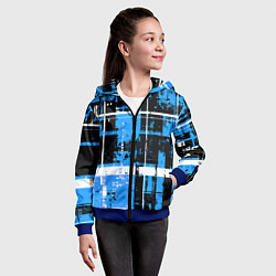 Толстовка на молнии детская Сине-белый гранж на чёрном фоне, цвет: 3D-синий — фото 2