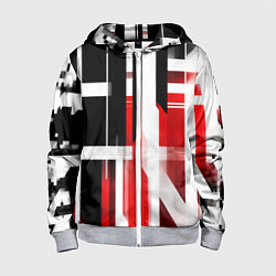 Детская толстовка на молнии Чёрно-красные вертикальные и горизонтальные полосы