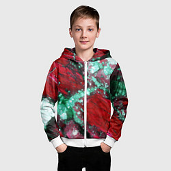 Толстовка на молнии детская Голубой минерал в красном камне, цвет: 3D-белый — фото 2