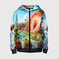 Детская толстовка на молнии Клубничная планета - нейроарт фантазия