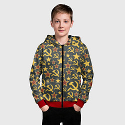 Толстовка на молнии детская Серп и Молот - СССР, цвет: 3D-красный — фото 2