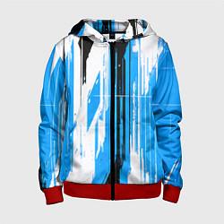 Детская толстовка на молнии Вертикальные чёрно-белые линии на синем фоне