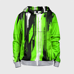 Детская толстовка на молнии Вертикальные чёрно-белые линии на зелёном фоне