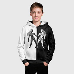 Толстовка на молнии детская Близнецы чёрно-белое, цвет: 3D-черный — фото 2