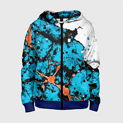 Детская толстовка на молнии Оранжево-голубая абстракция на белом фоне