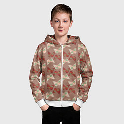 Толстовка на молнии детская Бабочки зелено-бежевые, цвет: 3D-белый — фото 2