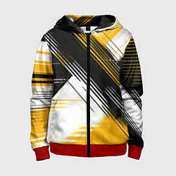 Детская толстовка на молнии Диагональные жёлто-чёрные линии на белом фоне