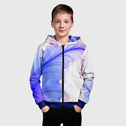 Толстовка на молнии детская Узоры неон фрактал, цвет: 3D-синий — фото 2