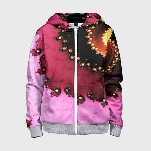 Детская толстовка на молнии Фрактал узор розовый / 3D-Меланж – фото 1