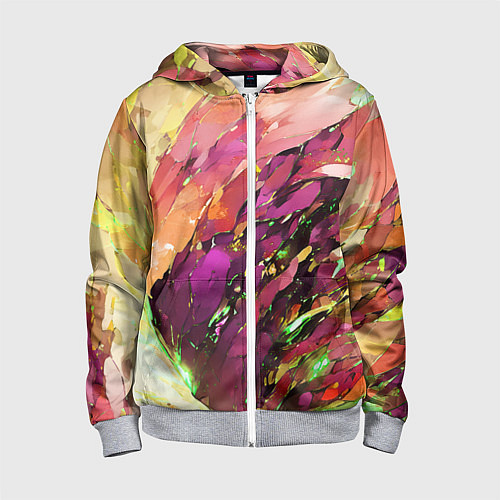 Детская толстовка на молнии Красно-жёлтая абстракция / 3D-Меланж – фото 1