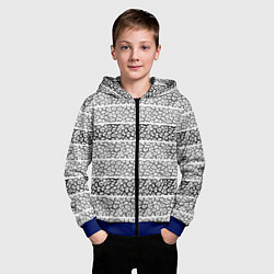 Толстовка на молнии детская Полосатый узор с черно белым тигровым рисунком, цвет: 3D-синий — фото 2