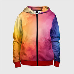 Толстовка на молнии детская Облака краски, цвет: 3D-красный