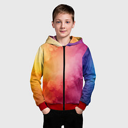Толстовка на молнии детская Облака краски, цвет: 3D-красный — фото 2