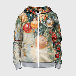 Детская толстовка на молнии Большие и маленькие новогодние шары