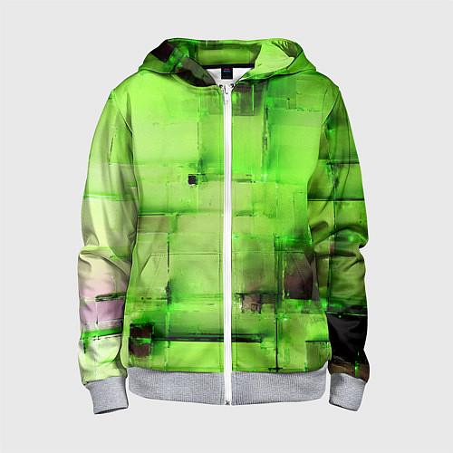 Детская толстовка на молнии Чёрные пятна на зелёном фоне абстракция / 3D-Меланж – фото 1