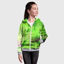 Толстовка на молнии детская Чёрные пятна на зелёном фоне абстракция, цвет: 3D-меланж — фото 2