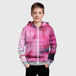 Толстовка на молнии детская Чёрные пятна на розовом фоне абстракция, цвет: 3D-меланж — фото 2