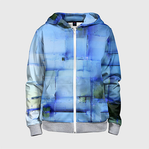 Детская толстовка на молнии Чёрные пятна на синем фоне абстракция / 3D-Меланж – фото 1