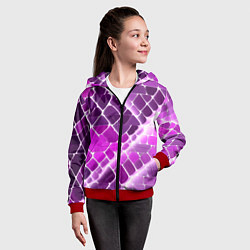 Толстовка на молнии детская Фиолетовые рельефные плитки и белое свечение, цвет: 3D-красный — фото 2