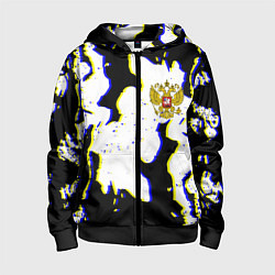 Детская толстовка на молнии Россия герб глитч