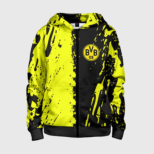 Детская толстовка на молнии Borussia краски текстура / 3D-Черный – фото 1