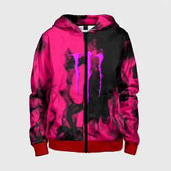 Детская толстовка на молнии Monster energy fire pink