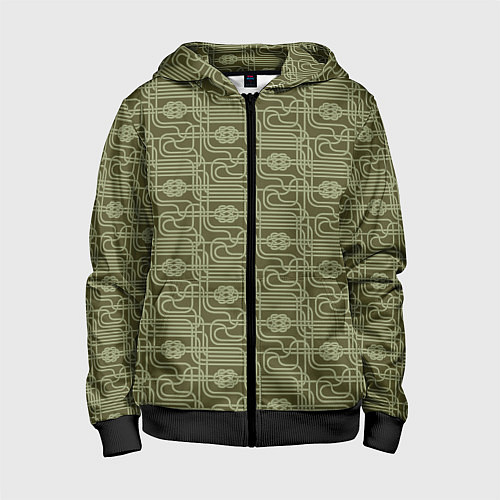 Детская толстовка на молнии Плетёная сетка с кельтскими узлами / 3D-Черный – фото 1