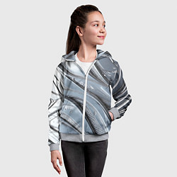 Толстовка на молнии детская Полированный металл серебряный, цвет: 3D-меланж — фото 2