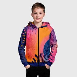 Толстовка на молнии детская Векторная абстракция с растениями - нейросеть, цвет: 3D-синий — фото 2