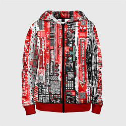Детская толстовка на молнии Киберпанк паттерн красный